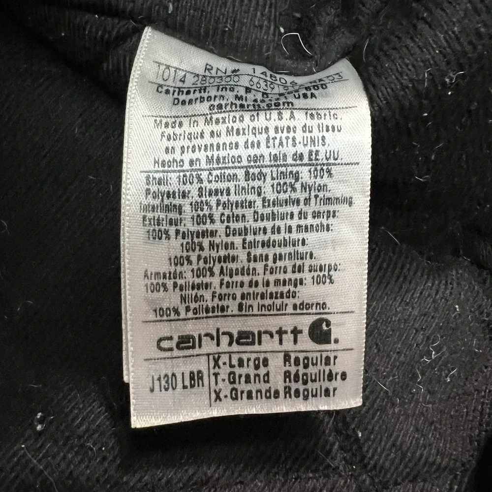 Carhartt Mens Sz XL J130 LBR Jacket Light Brown Quilt Lined Hooded Full Zip